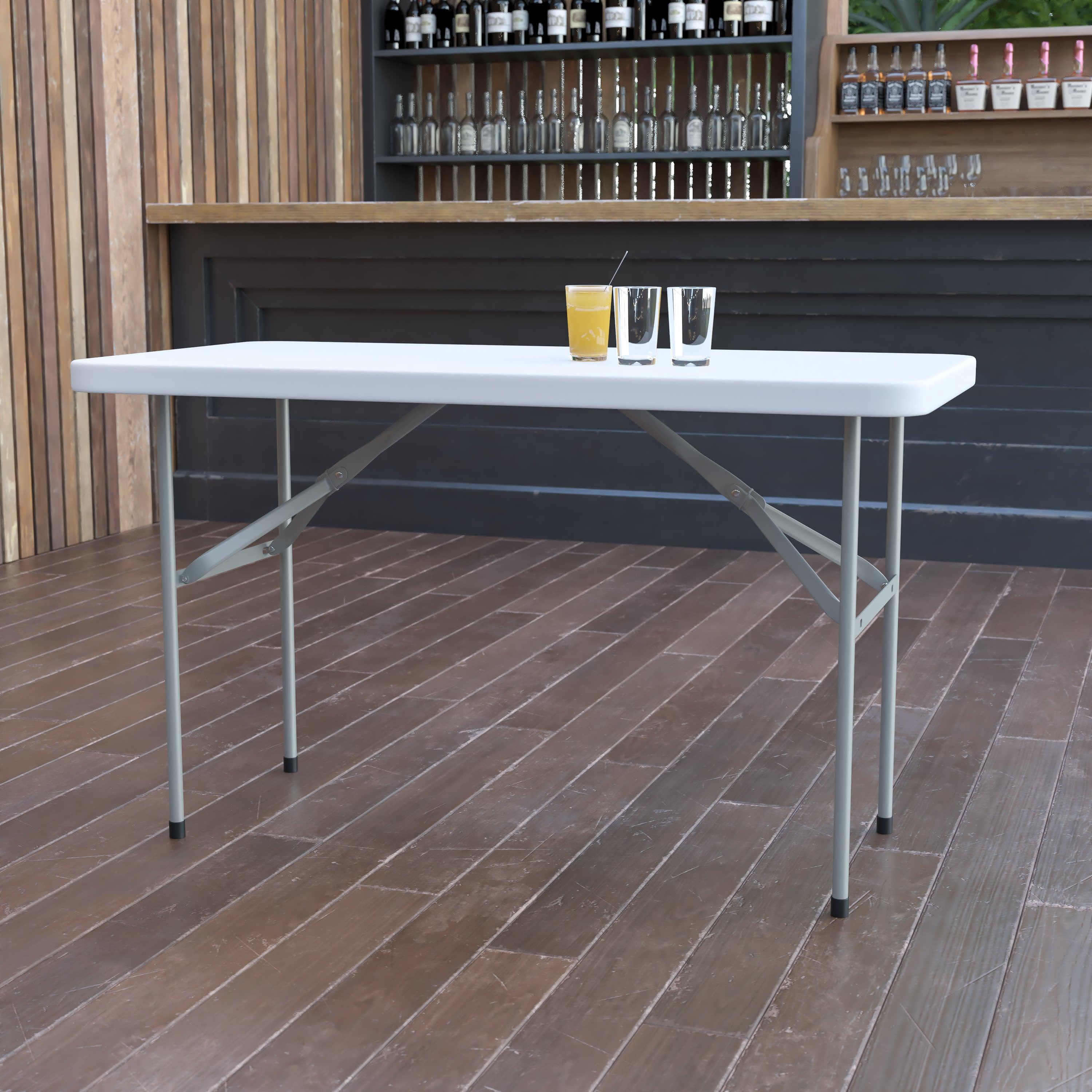 FLASH 4-Foot Rectangular Plastic Folding Table