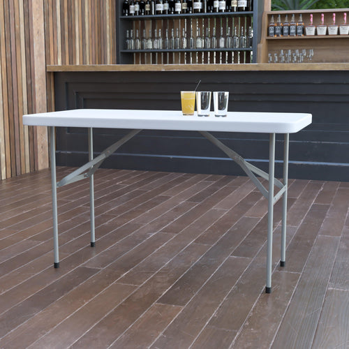 FLASH 4-Foot Rectangular Plastic Folding Table