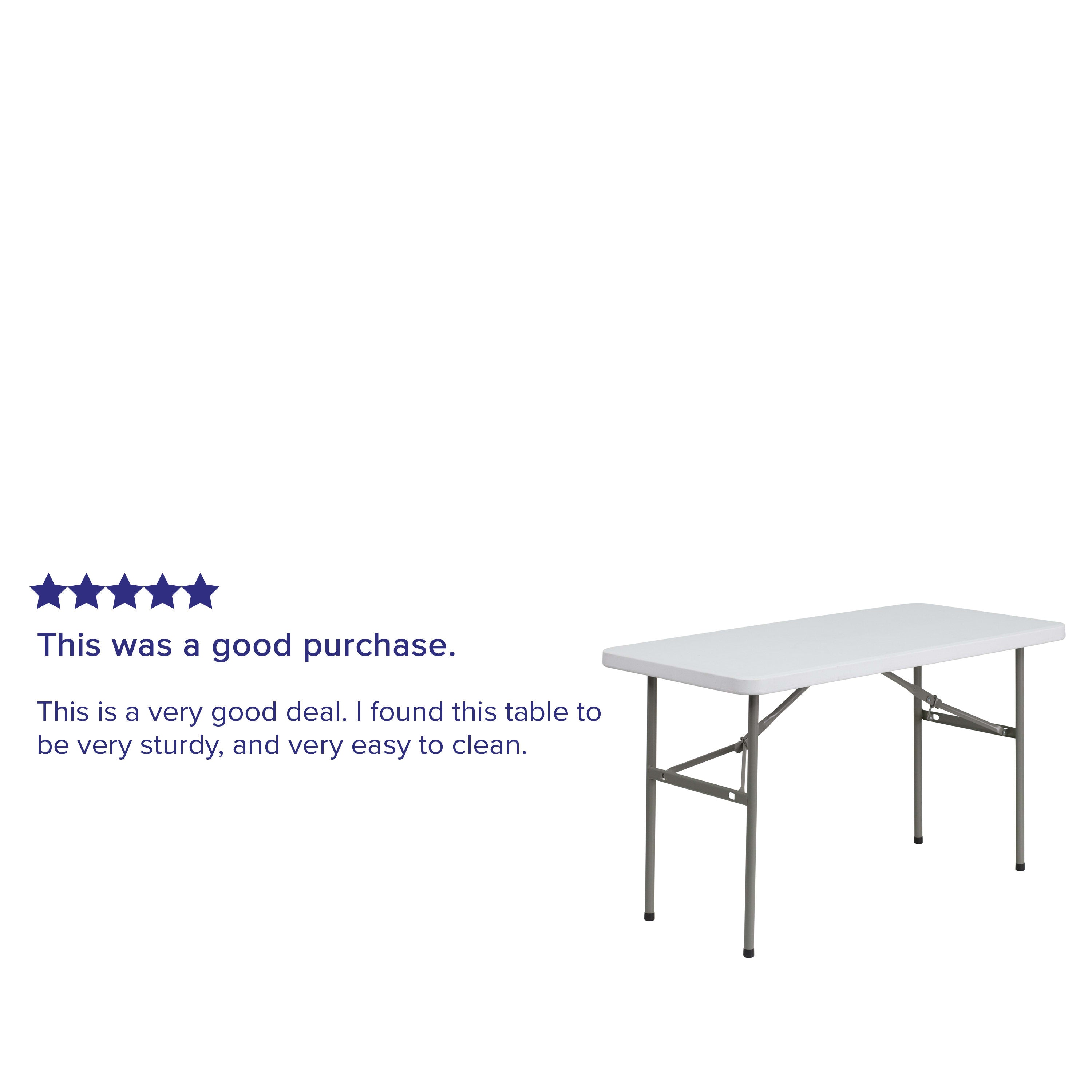FLASH 4-Foot Rectangular Plastic Folding Table