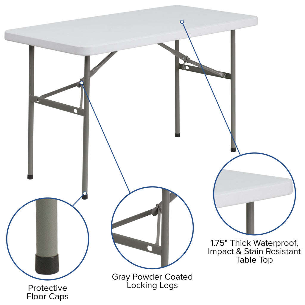FLASH 4-Foot Rectangular Plastic Folding Table