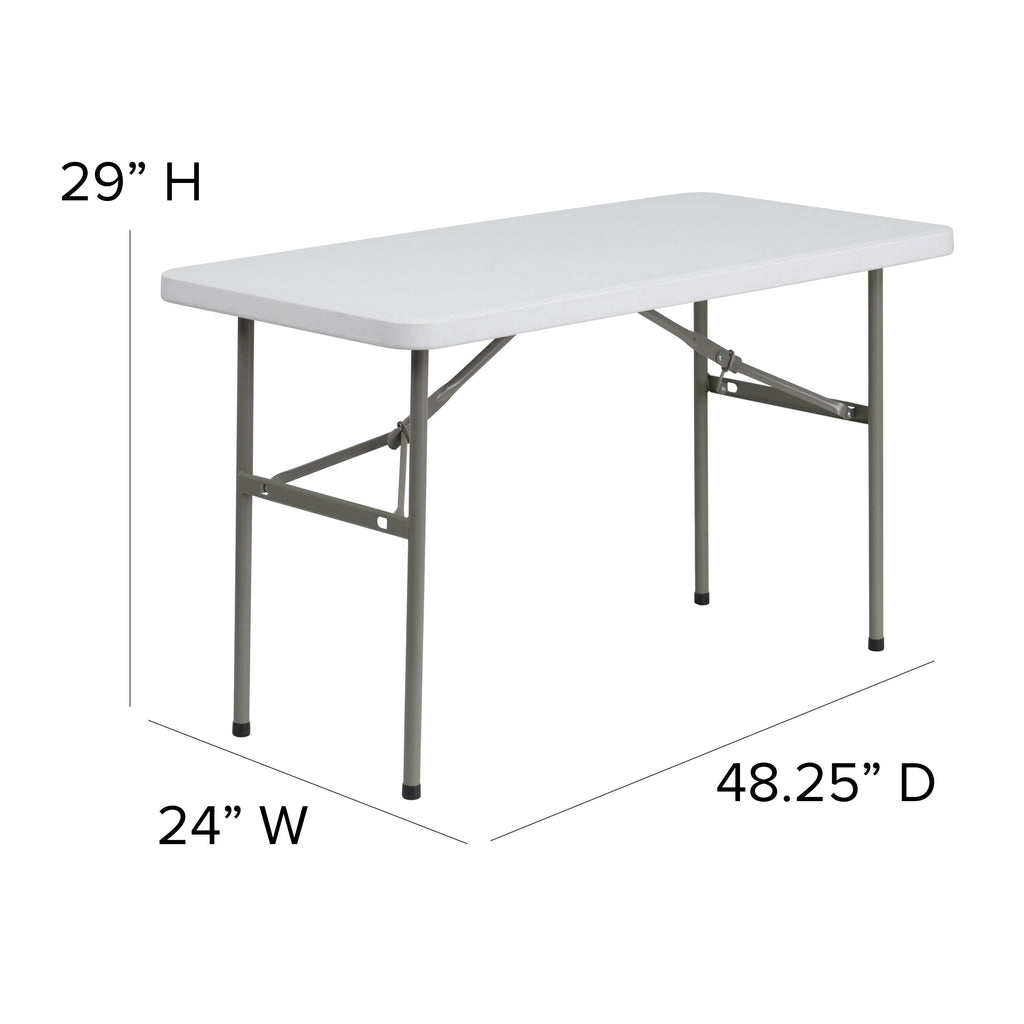 FLASH 4-Foot Rectangular Plastic Folding Table