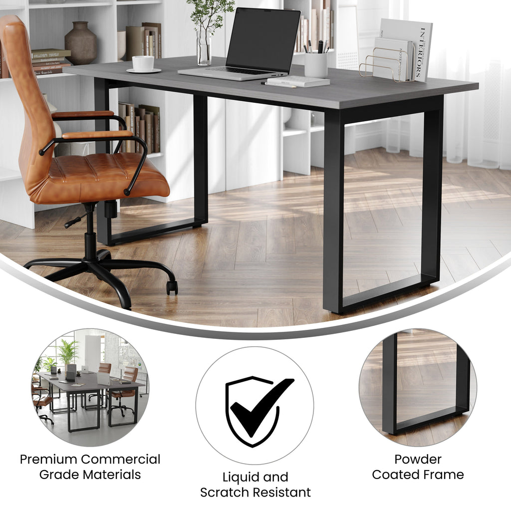 FLASH Commercial Conference Table 152x76cm Double-Sided Laminate U-Frame Steel Base