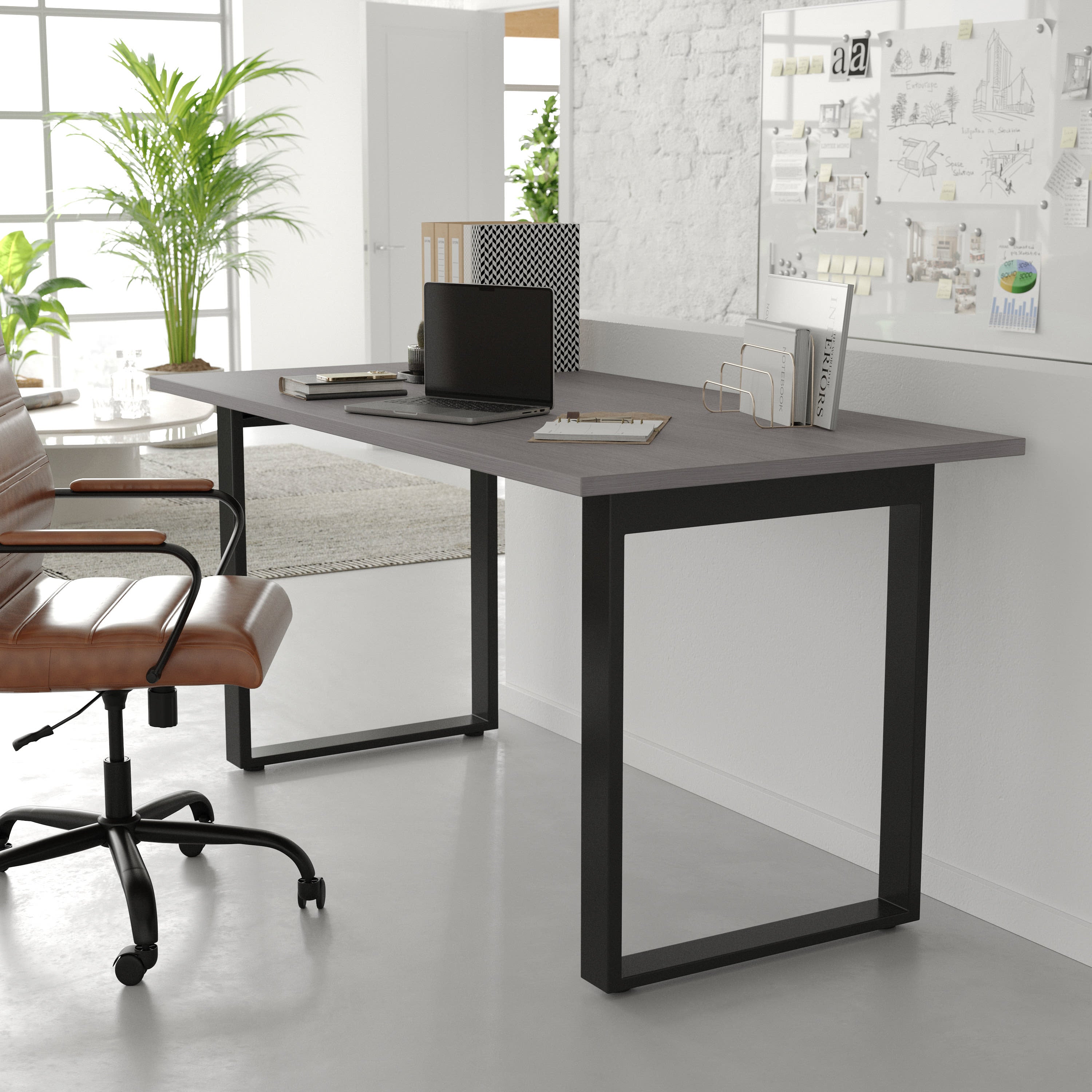 FLASH Commercial Conference Table 152x76cm Double-Sided Laminate U-Frame Steel Base
