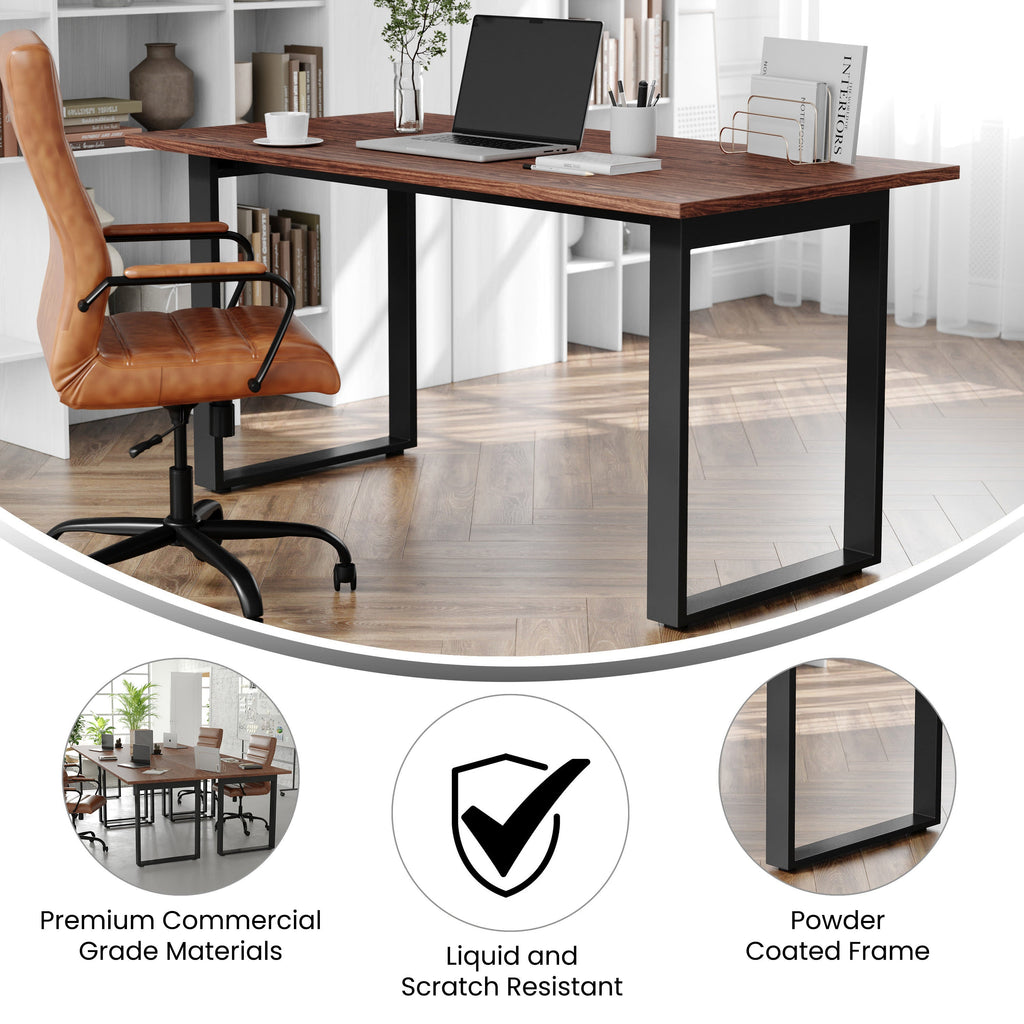 FLASH Commercial Conference Table 152x76cm Double-Sided Laminate U-Frame Steel Base